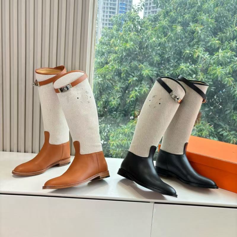 High-end version H autumn/winter new metal buckle long boots, Che