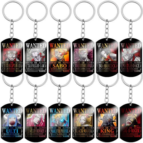 Captain Marvel's bounty poster featuring Luffy, the Pirate King, with a 3 billion bounty reward, color printed metal plate keychain in stainless steel