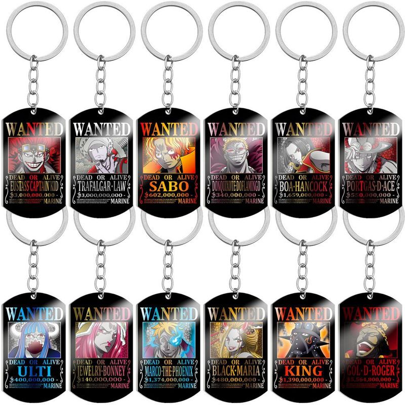 Nailing King Wanted One Piece Lufei 3 billion Reward Order Color Printing Pendant Stainless Steel Dog Card Keychain