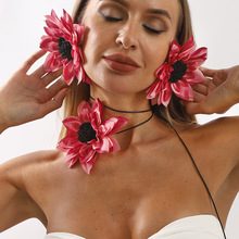 E13868 ZA大牌夸张多层彩色花朵夏季度假休闲风耳环简约时尚项链