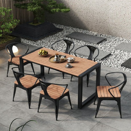 Retro Outdoor Table and Chair Set Balcony Table and Chair Combination Leisure Outdoor Courtyard Fashionable Simple Terrace Garden Table