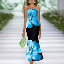 2025shein跨境亚马逊欧美独立站夏季印花抹胸走秀连衣裙新款爆款