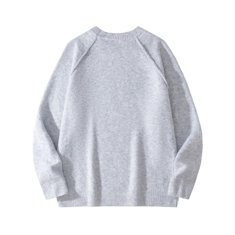 Pull en tricot minimaliste pour homme - Pull ras du cou à manches raglan pour un look décontracté et hivernal. Tendances mode_voghion.com