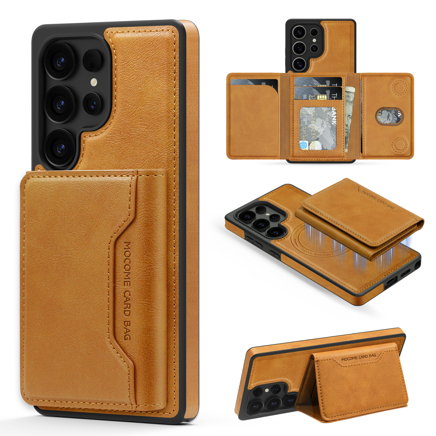 Adecuado para Samsung S25Edge Pindun multifuncional estuche para tarjeta magnética estuche para tarjeta S24FE estuche para teléfono anticaídas