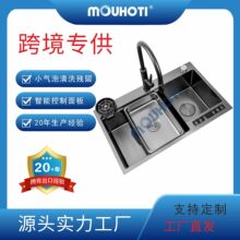 厨房水触媒洗菜家用SUS304加厚手工水槽气泡不锈钢纳米大单槽洗碗