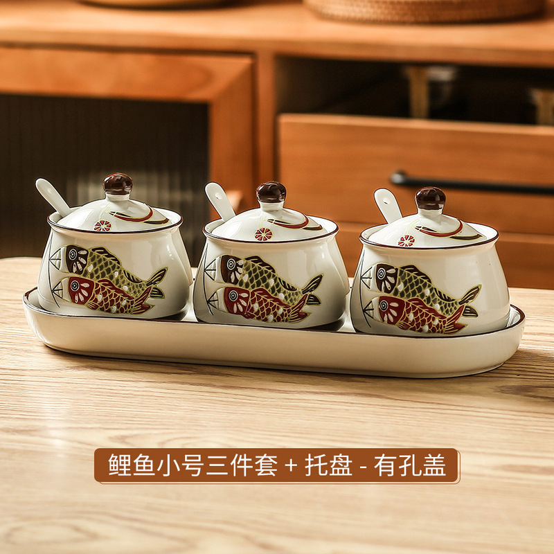 コイ豚油缶陶磁器調味缶蓋付き塩缶キッチン唐辛子油缶高温油かけ辛い生臭物油缶|undefined