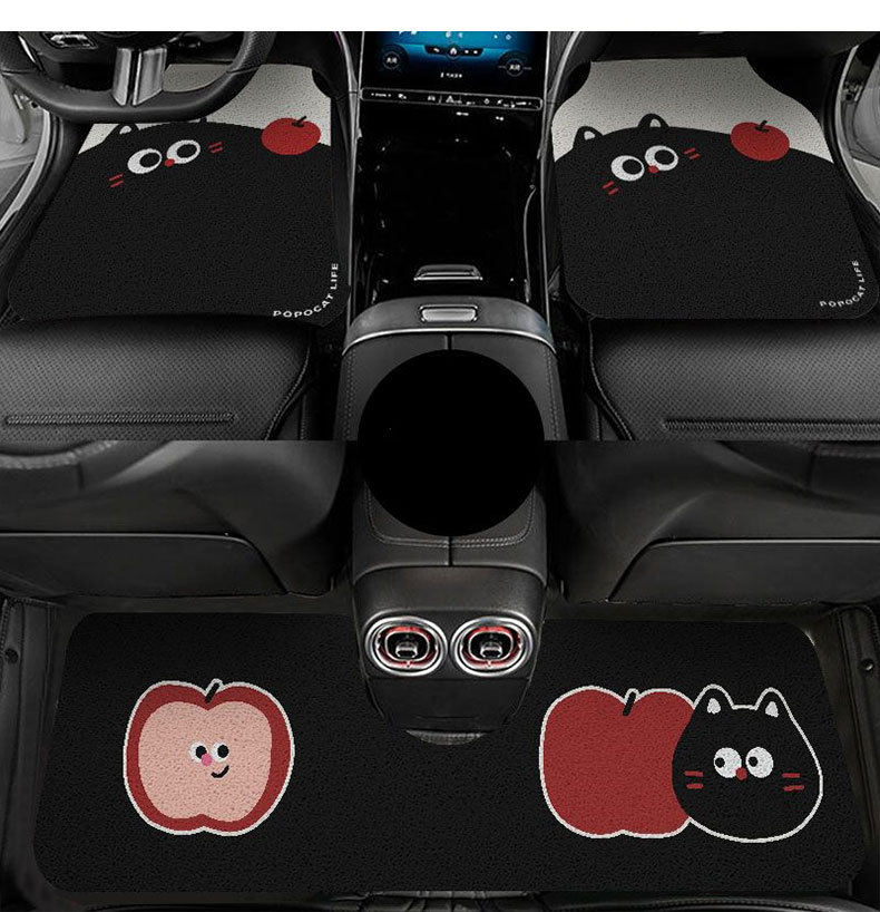 Dropshipping Cartoon Cute Car Floor Mats, Wire Loop Mats, Dirt-Scraping, Anti-Stain, Wear-Resistant, Easy-Care Foot Mats