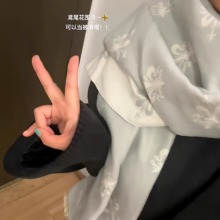 秋冬新款鸢尾花限定高级感仿羊绒围巾女双面两用加厚保暖披肩围脖