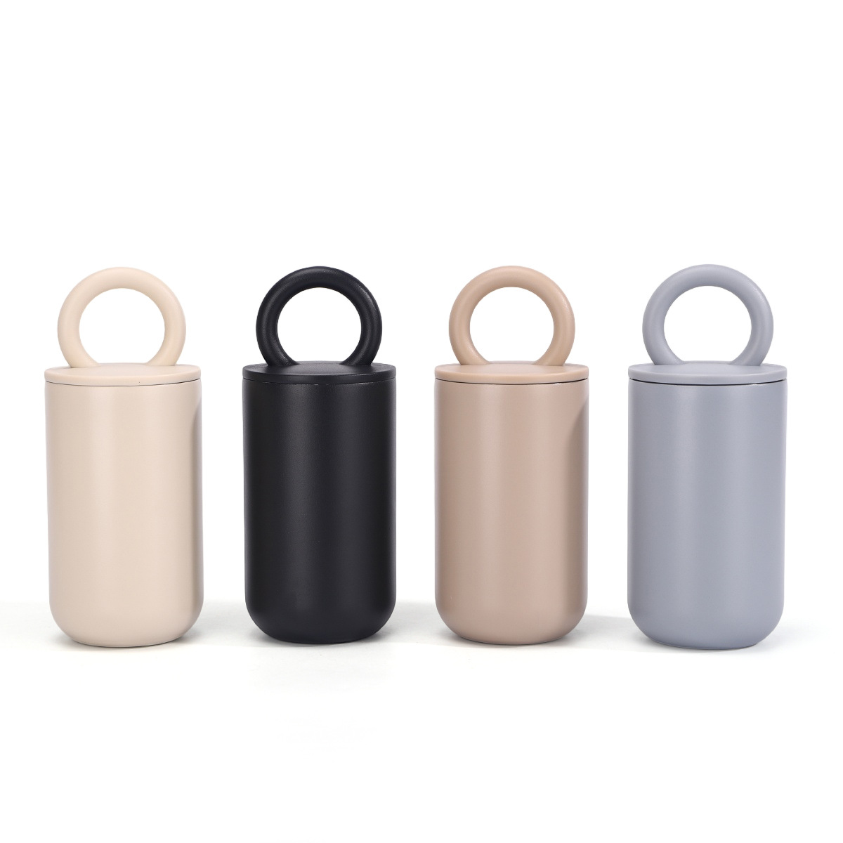 New 304 Stainless Steel Insulated Double-Layer Vacuum Top Quality Ring-Shaped Portable Coffee Cup, Convenient For Office Use_voghion.com