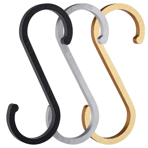 Space aluminum S-shaped hook clothes hanger S hook kitchen hook clothes hook metal hook curved hook household sausage bacon drying