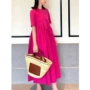 中长款短袖宽松圆领连衣裙