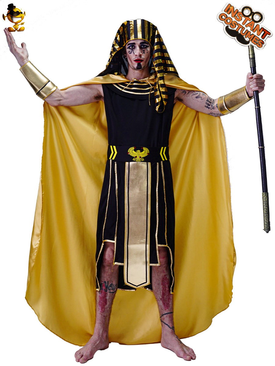 Adulto hombres egipcio traje de la etapa Faraón mascarada ropa de fiesta Cosplay traje de Halloween