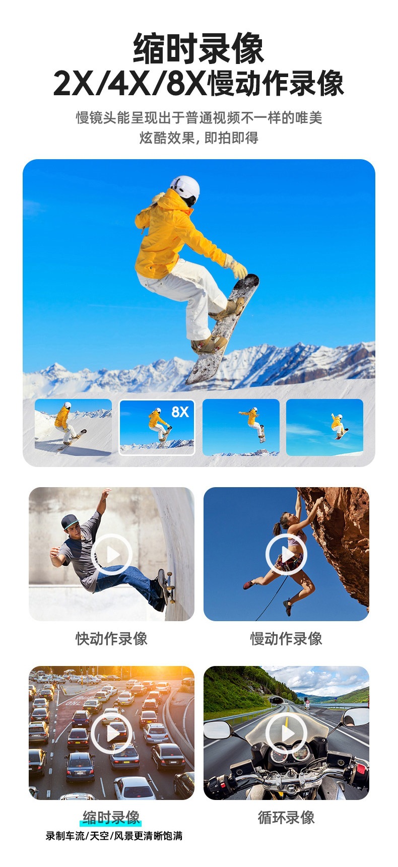 Action Camera 8K High-Definition Recorder Electric Motorcycle Riding First-Person Perspective Live Streaming Head-Mounted Camera