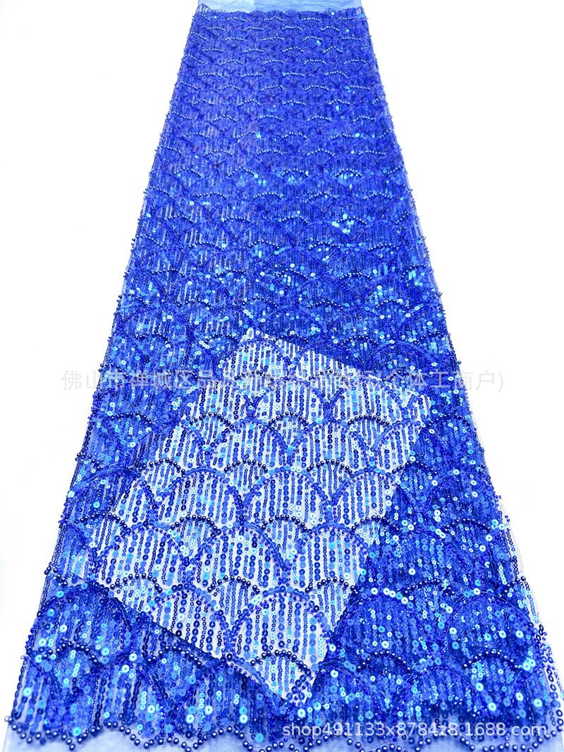 Tejido de bordado de perlas de alta fijación, tela de bordado tridimensional, cheongsam, vestido de noche, vestido de brindis, tela bordada
