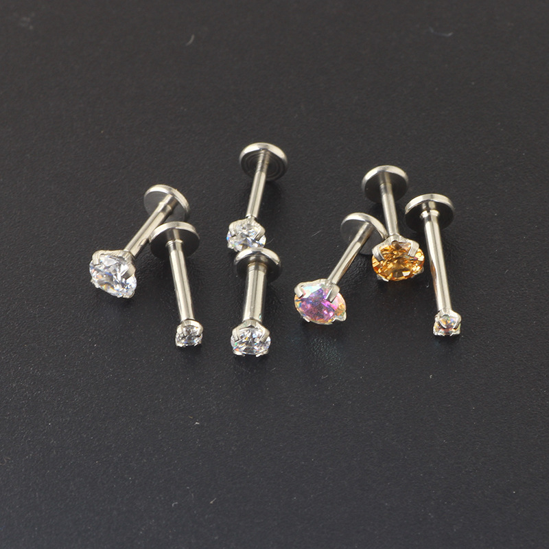 Simple Style Water Droplets Stainless Steel Metal Zircon Ear Studs 1 Piece