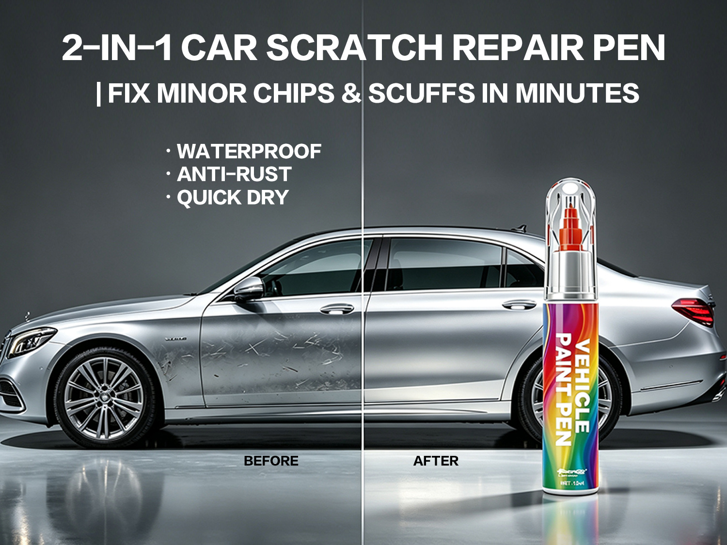 Cross-border exclusive car touch-up pen in pearl white, black, red, silver, and blue, universal scratch repair tool for car paint surfaces