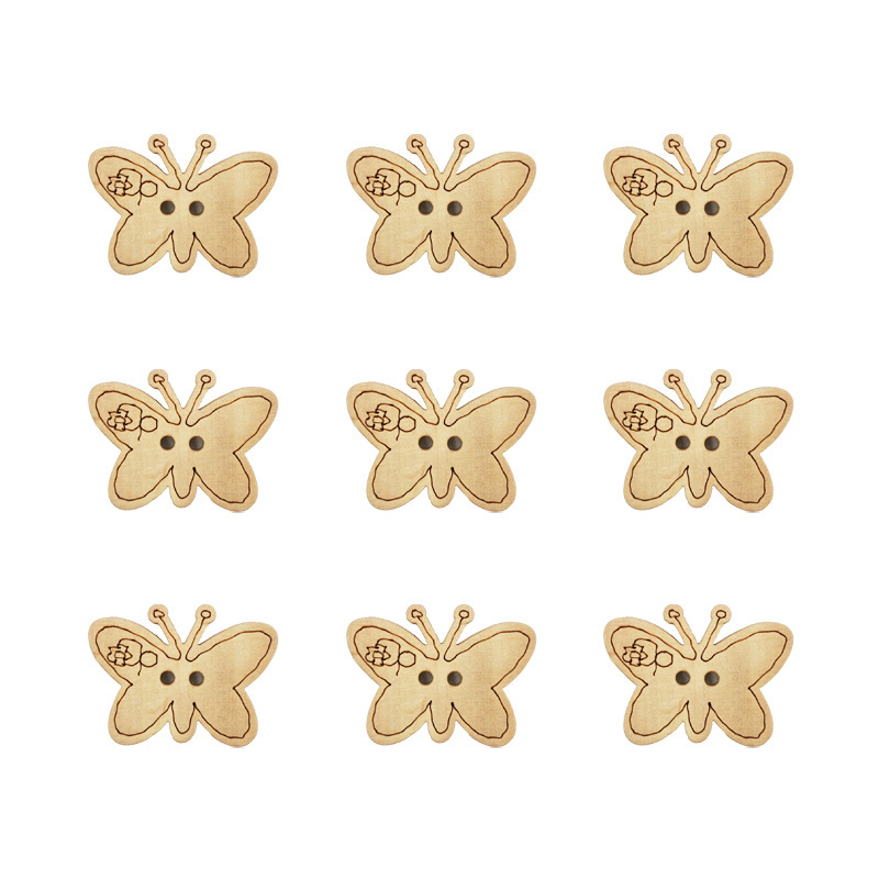 200 botones de madera/diámetro de la bolsa aproximadamente 1,3 cm estrella de cinco puntas impresión en madera maciza