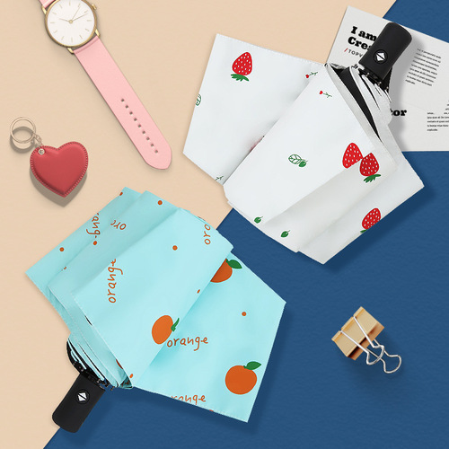 New fully automatic manual fruit pattern sun protection umbrella sunshade sun umbrella for women wholesale advertising umbrella with printed logo
