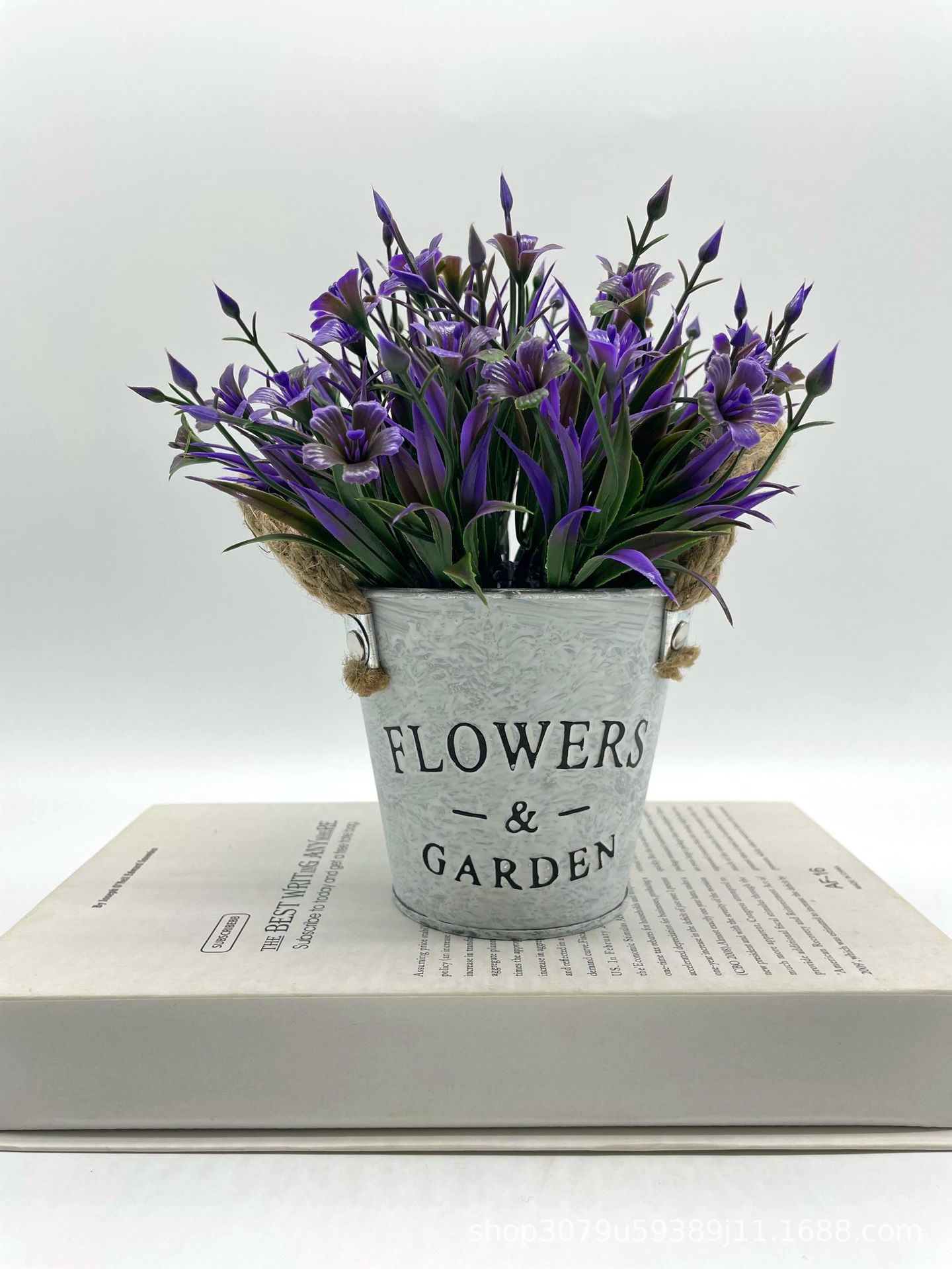 Simulación de plantas verdes, retro creativo, barril de hierro forjado nórdico, planta falsa, planta en maceta, decoración de oficina, bonsai decorativo de plástico