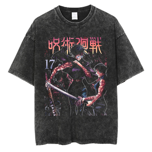 Black cotton men's retro T-shirt
