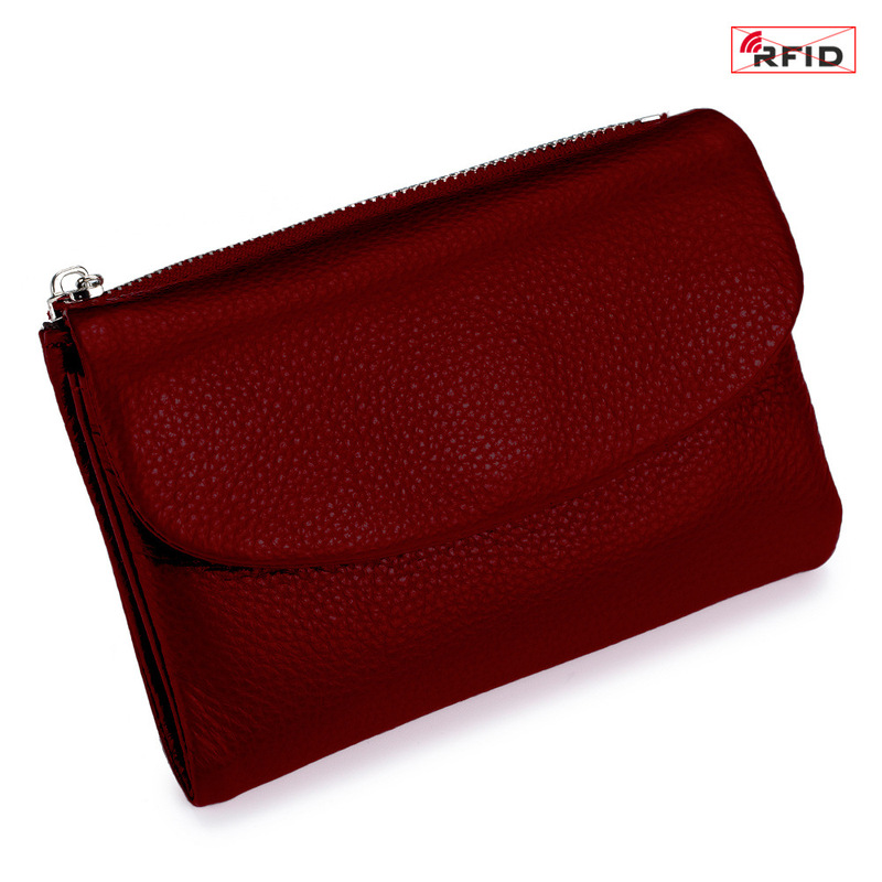本革ショートウォレット RFID ファッション ソフトレザー質感 ハンドバッグ 女性用 大容量収納バッグ 一層牛革財布|undefined