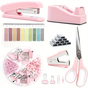 Pink desktop office suit stapler scissors tape stapler stapler stapler Amazon cross-border suit in stock