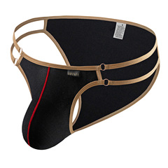 6色外貿金邊光面高彈男式性感三角褲囊袋低腰情趣男內褲B815