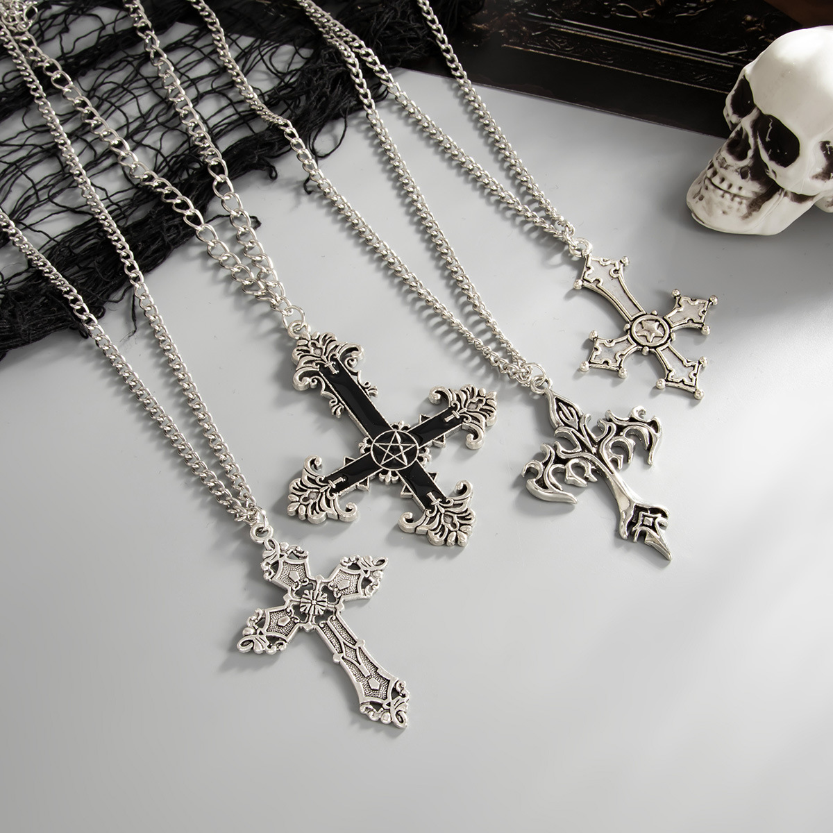 54g Weight Iron Pendant Material Layered Necklaces Classification Iron Chain Material 1 Piece Quantity Weekend Occasion Iron, Zinc alloy Material Cross Pattern Women's Gender Simple Style, Classic Style Style Dark Punk Cross Pendant Necklace Set For Women Exaggerated Stacking Cool Sweet Clavicle Chain Jewelry Geometric Pattern Alloy Zinc 18