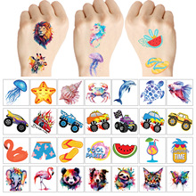 跨境新款儿童舞台妆脸贴纹身贴纸高级感夏威夷卡通海洋动物贴纸