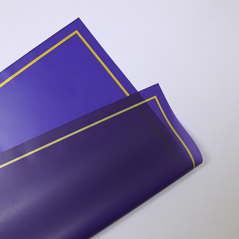 Borde dorado película de gelatina impermeable papel mate flor papel de embalaje ramo floral Día DE LA Madre material de papel de embalaje al por mayor