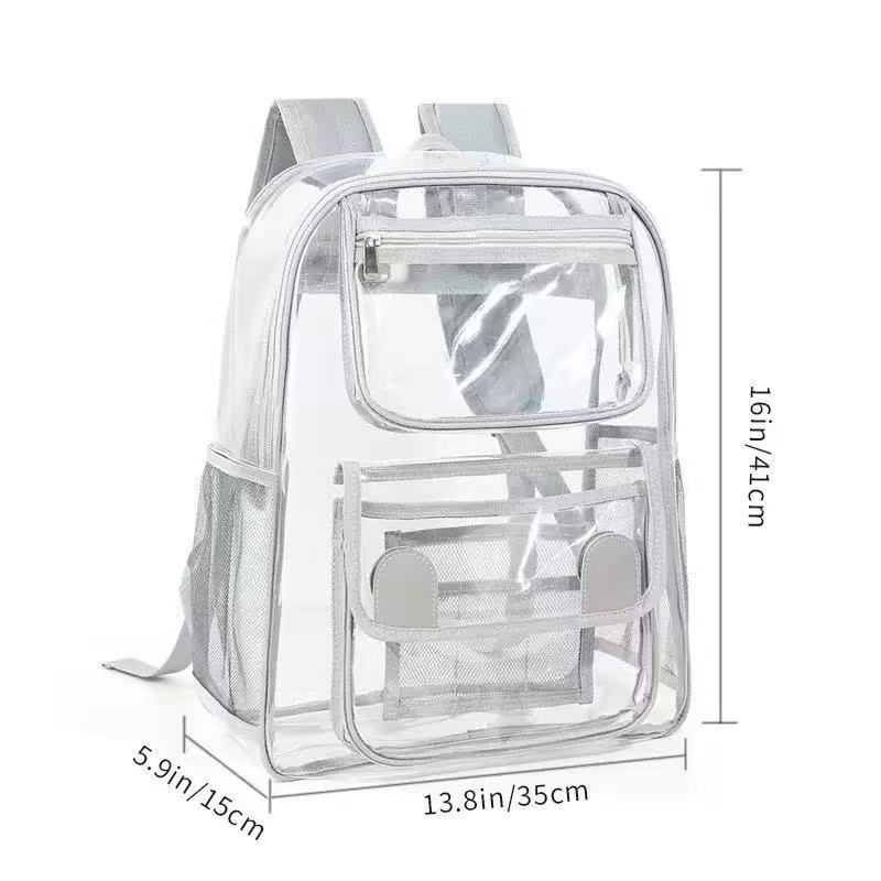 Cross-Border Amazon Backpack Pvc Backpack Fashion School Bag Large Capacity Transparent Student School Bag Storage Bag