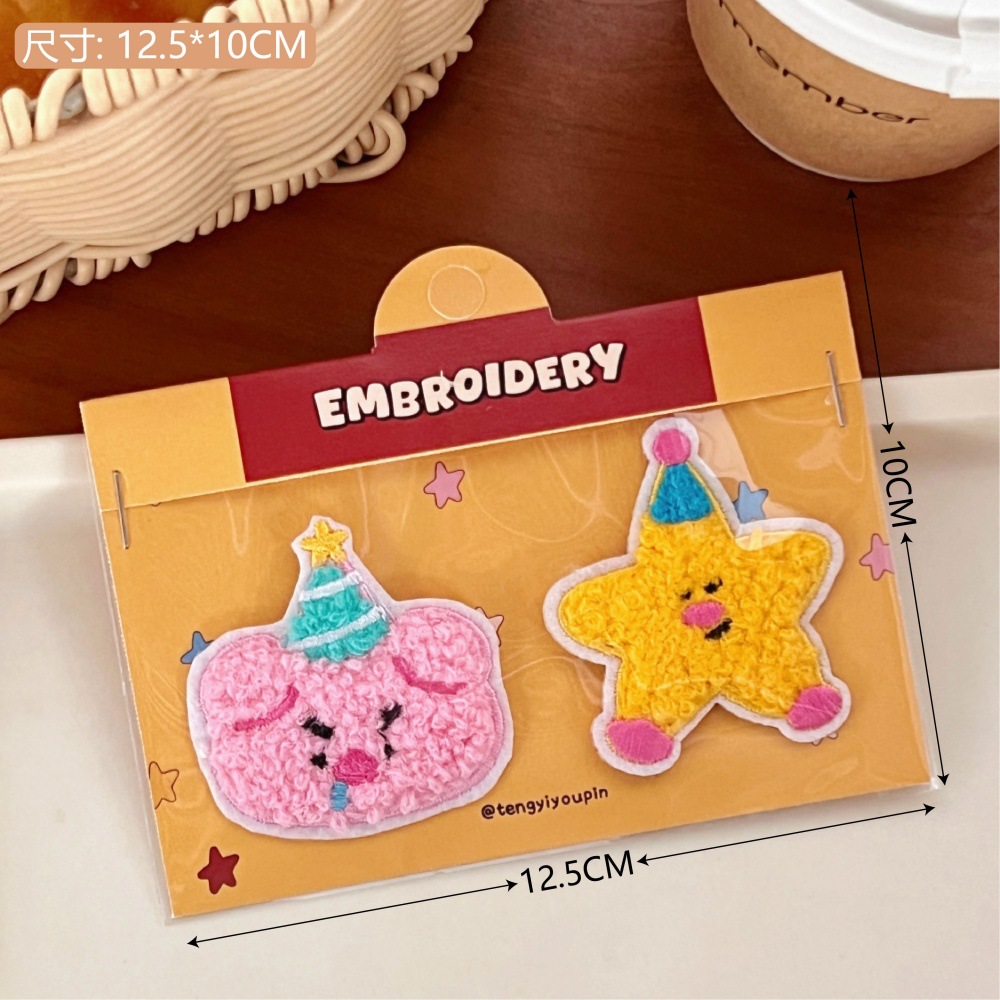 Tengyi original lindo peluche bordado pegatinas accesorios de decoración para chicas accesorios de ropa guantes mochilas zapatos accesorios