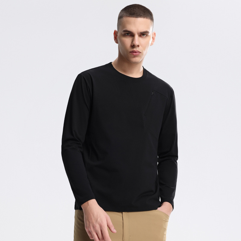 Dijia con suéter de secado rápido absorbente de cuello redondo urbano de viaje transpirable hombre de manga larga primavera otoño invierno ciclismo al aire libre