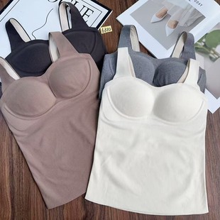 6310 # Free Shipping for Autumn and Winter, Seamless Thin Cup with Breast Pad Fixed, Slimming Look, Heating and Warm Base Layer Vest