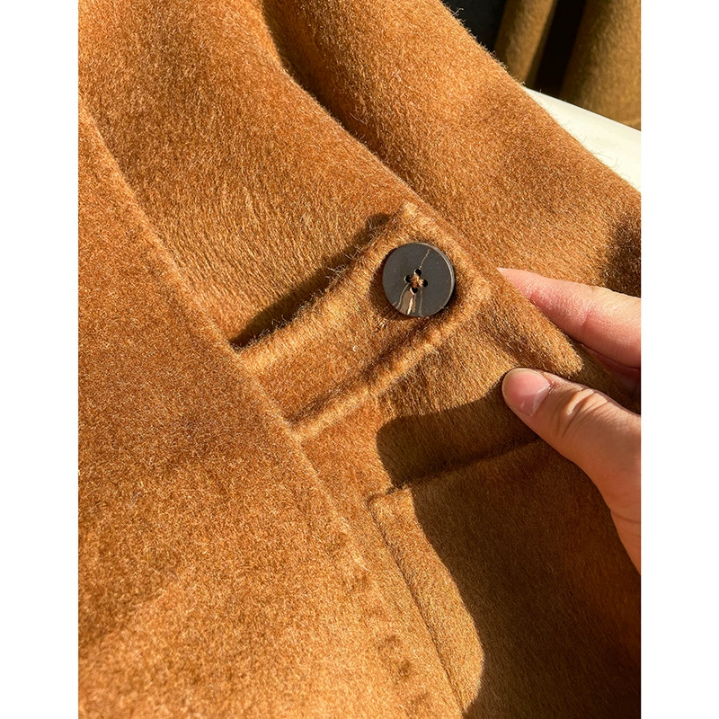 Summer woolen double-sided velvet long big down jacket, increased thickness