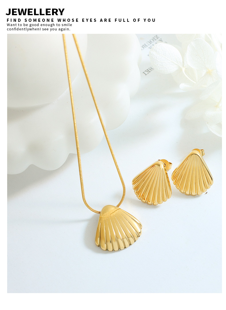 Fashion Shell Titanium Steel Plating Earrings Necklace