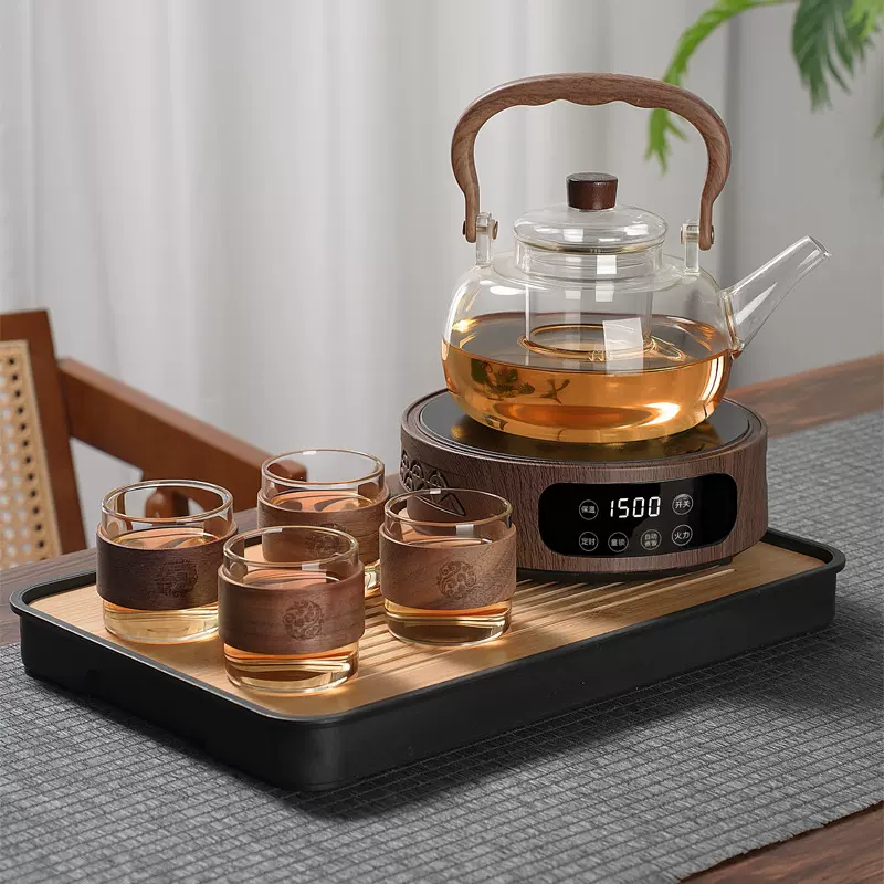 2026 新款玻璃提梁煮茶壶套装电陶炉恒温茶盘家用功夫茶具批发