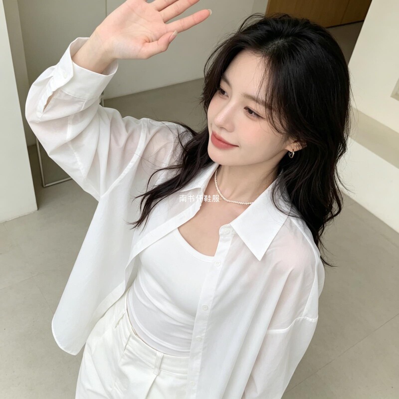 Tencel Sun Protection Shirt, New White Jacket, Casual Women's Clothing, Lightweight Shirt, High-End Design, Versatile White Top