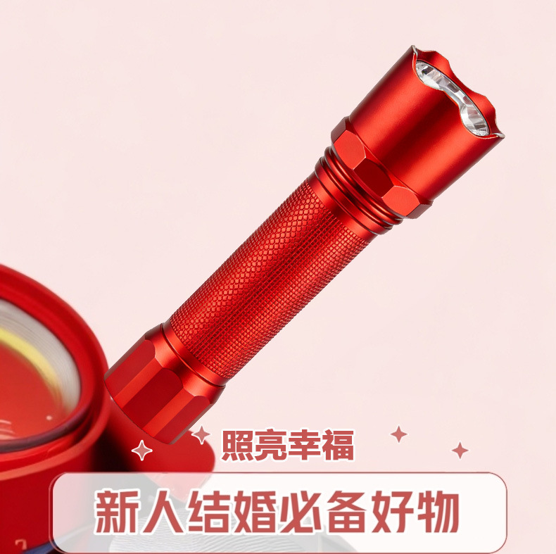 Strong Light Rechargeable Led Flashlight, Super Bright, Festive, Bright Future, Portable Outdoor Lighting Lamp Cz010