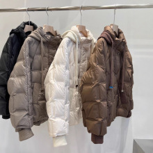 欧货大版2025秋冬新款羽绒服女短款白鸭绒可脱卸针织帽短保暖外套