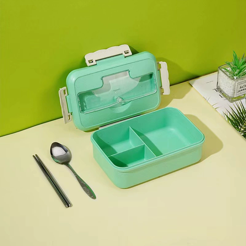 Ланчбокс для студентов Bento, 3 отделения, микроволновый ПП с прибором (ложка/вилка/палочки)