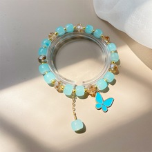 桶珠水晶蝴蝶手链女学生闺蜜小清新玻璃珠仿水晶手串饰品一件代发