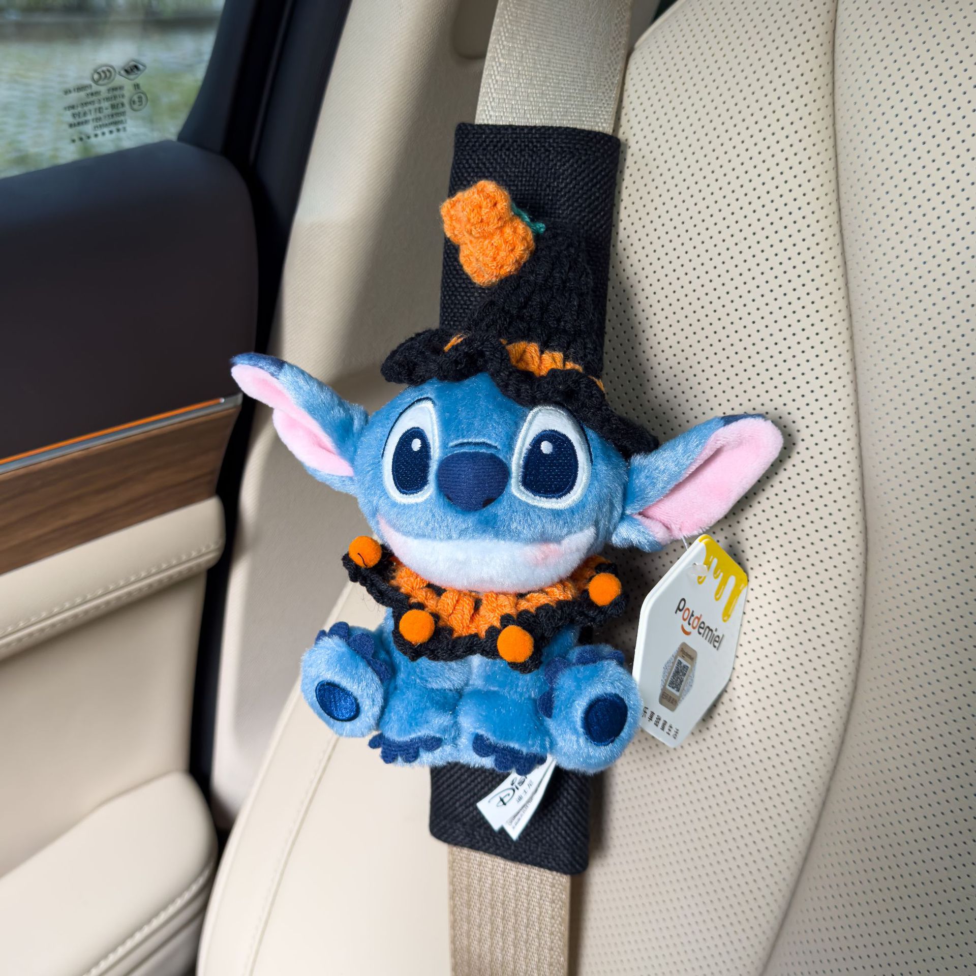 Authentic Lilo and Stitch Shoulder Pads Halloween Pumpkin Stitch Anti-Strangle Car Seat Belt Gift