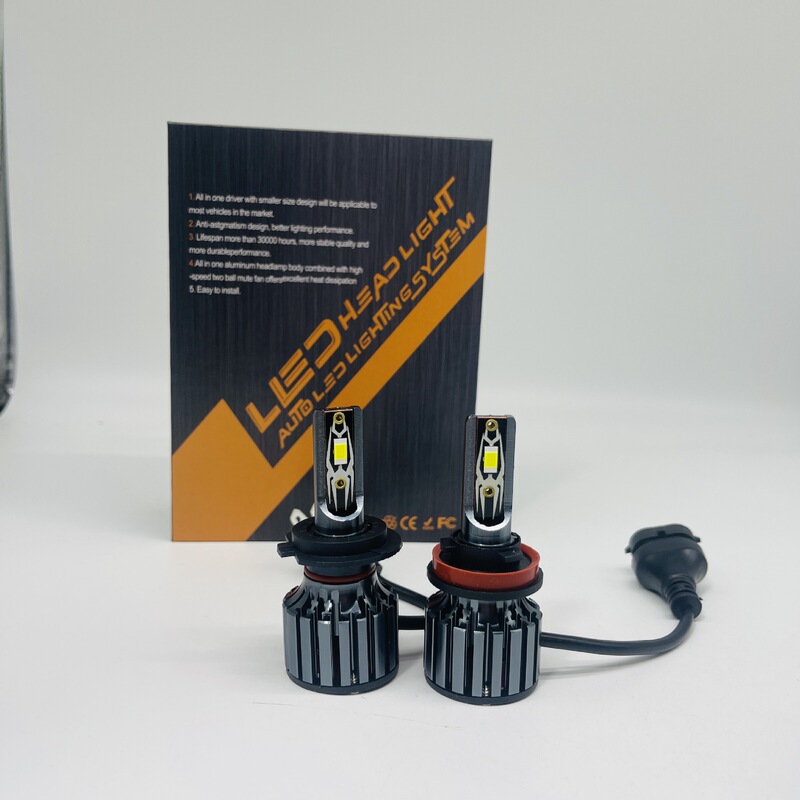 Car Led Headlight Cooling Fan Front Large Bulb Halogen Lamp Second Generation Headlight High Beam Motorcycle Lamp Cross-Border