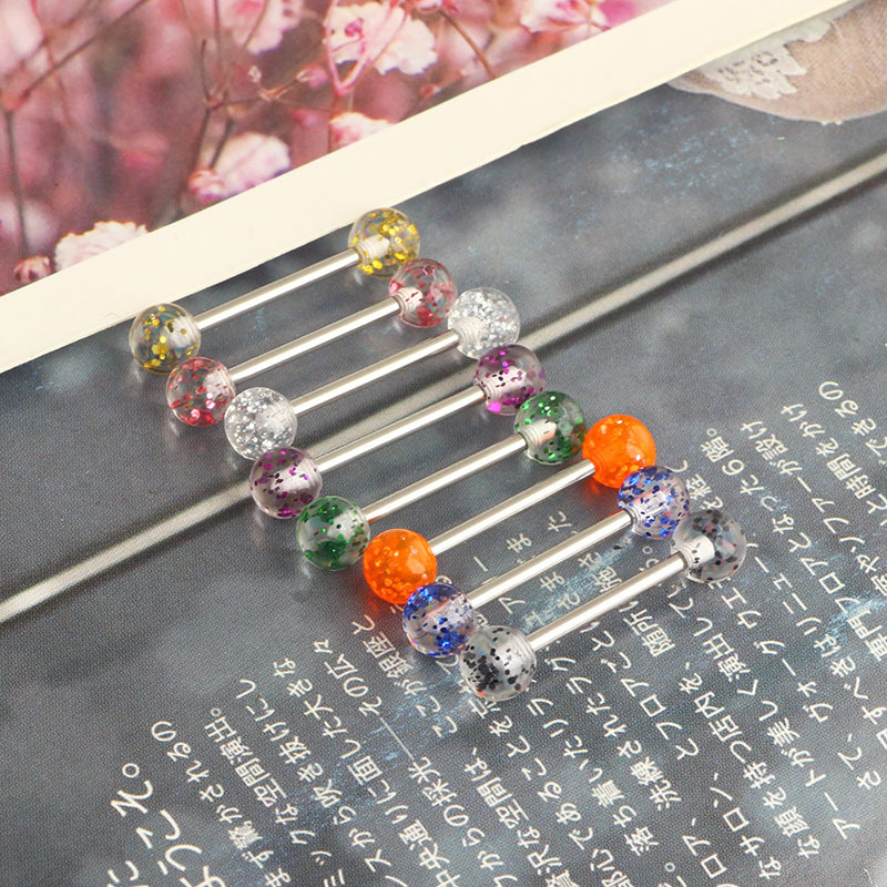 Multi-Color Shiny Heart Tongue Nails Clavicle Nails Ear Bridge Piercing Jewelry Stainless Steel detail image 8