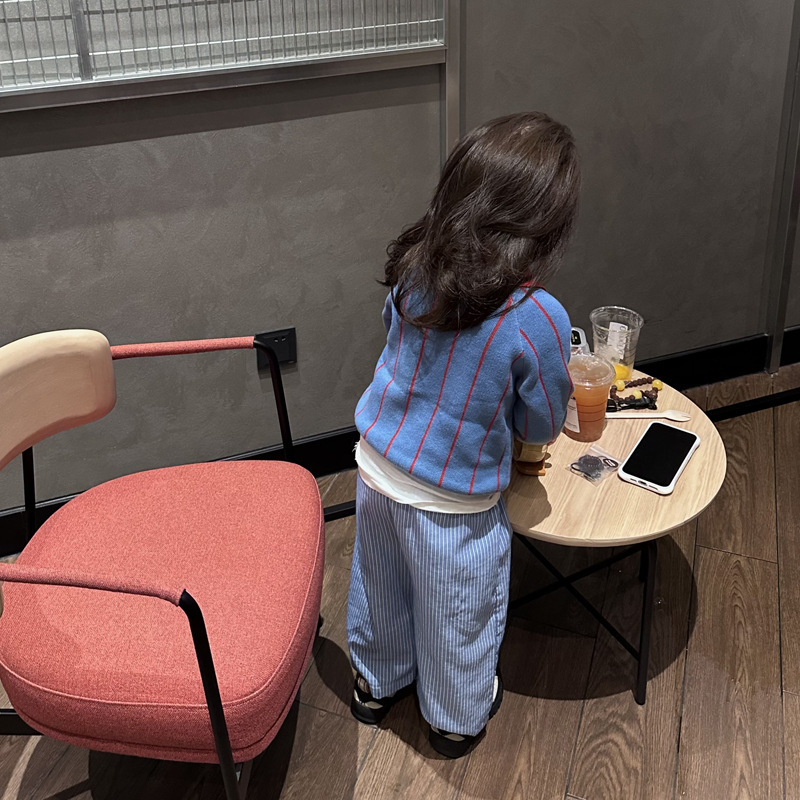 女童裤子秋装2025新款洋气儿童休闲百搭条纹工装裤女孩宽松阔腿裤|undefined