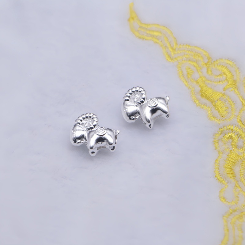 999 pure silver, Chinese-style coin charm, sheep-shaped 3D accessory, spacer bead for DIY beadwork, bracelet, necklace, and other jewelry