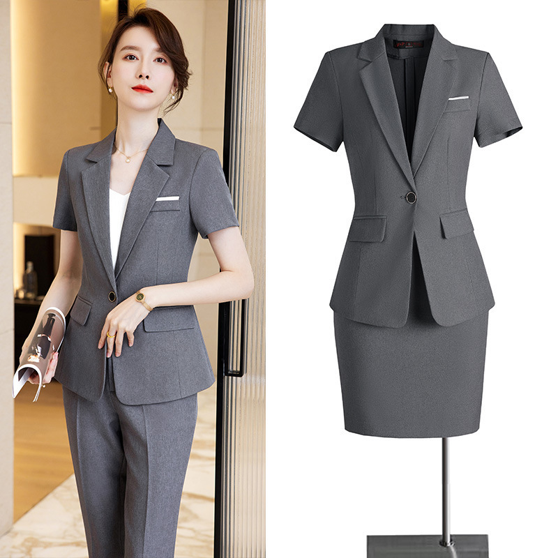 Professional suit Female Temperament Work Wear Goddess Fan Hotel Manager Short Sleeve Suit Beauty Jewelry Store Summer Work Clothes