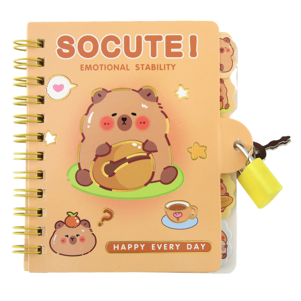 Conejillo de indias con cerradura, libro de bobinas de hojas sueltas, cuaderno secreto de estudiante divertido, lindo libro de contabilidad transfronterizo al por mayor