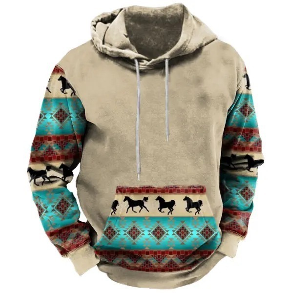 2025 otoño e invierno transfronterizo wish nuevo suéter estilo étnico animal estampado 3D casual cómodo suéter con capucha